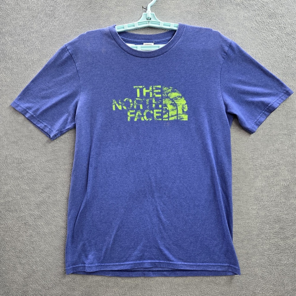 The North Face Men Shirt M Blue Logo Short Sleeve READ
